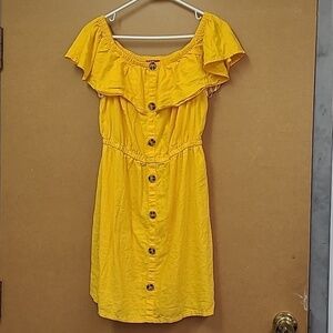 Guess Size M Yellow Faux Button Down Mini Dress
